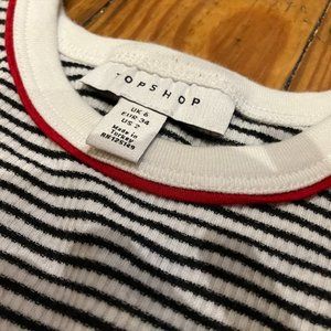 *2 for $15* Topshop Blue and White Ribbed T-shirt, EUC, Size 2 Women